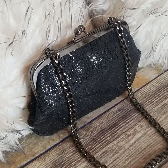 Express Black Sequin Small Dress Bag - Picture 2 of 7